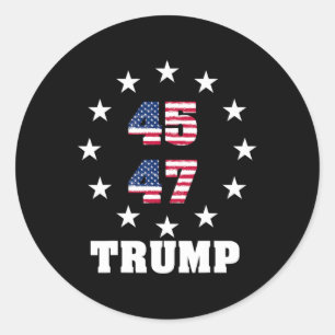 Trump 45 47 President Amerikaanse vlag 2024 2025 W Ronde Sticker