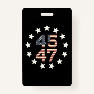 Trump 45 47 sterren Amerikaanse vlag Badge