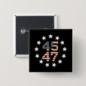 Trump 45 47 sterren Amerikaanse vlag Vierkante Button 5,1 Cm (Voorkant /achterkant)