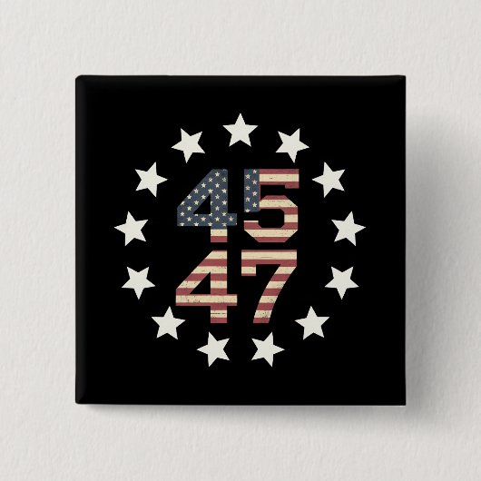 Trump 45 47 sterren Amerikaanse vlag Vierkante Button 5,1 Cm (Voorkant)