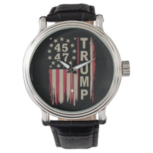Trump 45 47 Vintage Retro Amerika USA Vlag Horloge