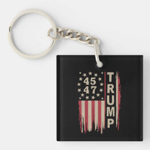 Trump 45 47 Vintage Retro Amerika USA Vlag Sleutelhanger