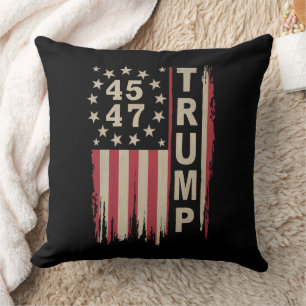 Trump 45 47 Vintage Retro Amerika Vlag VS Kussen