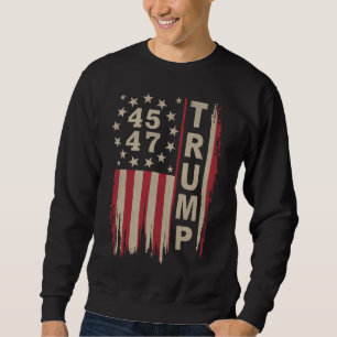 Trump 45 47 Vintage Retro Amerika Vlag VSA Trui