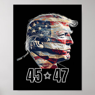 Trump 45 47 winnaar presidentsverkiezingen poster