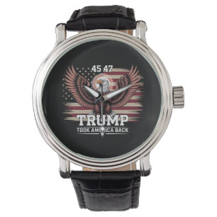 Trump 45e 47e President Vlag 2025 Adelaar Amerika Horloge