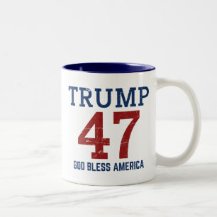 Trump 47 God zegene Amerika Tweekleurige Koffiemok