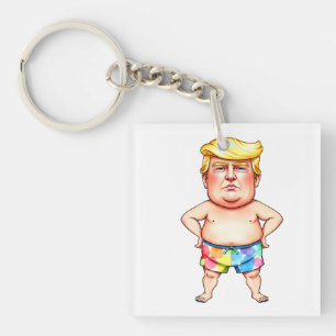 trump aan het strand sleutelhanger