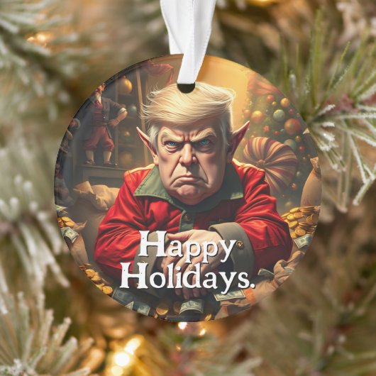 Trump als boze kerstelf ornament (Boom)