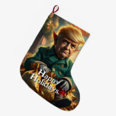 Trump als vrolijke kerstelf grote kerstsok (Voorkant (Hangend))