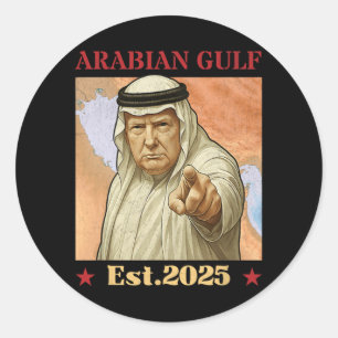 Trump Arabische Golf 2025 - Grappig Trump Golf van Ronde Sticker