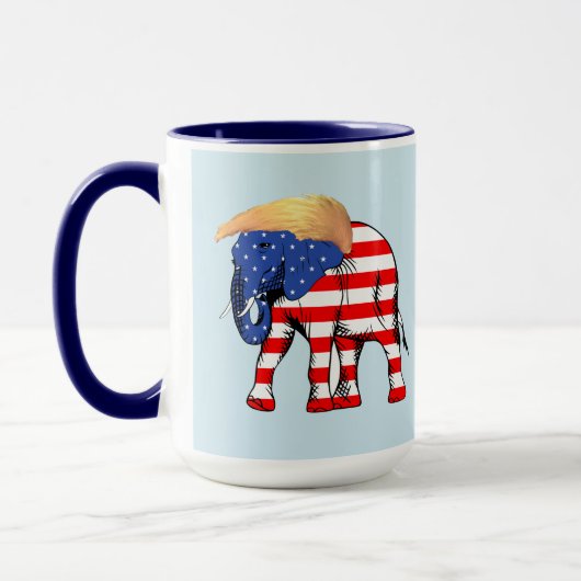 Trump Bad Hair Elephant 15 oz Ringer Mok, ZSSG Mok (Links)