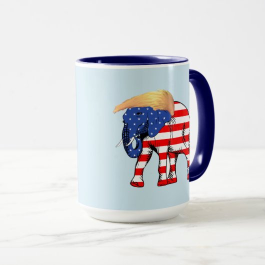 Trump Bad Hair Elephant 15 oz Ringer Mok, ZSSG Mok (Voorkant rechts)