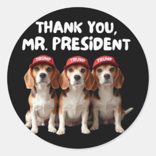 Trump Beagles voor Trump-aanhanger hondeneigenaar  Ronde Sticker