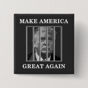 Trump Behind Bars Vierkante Button 5,1 Cm