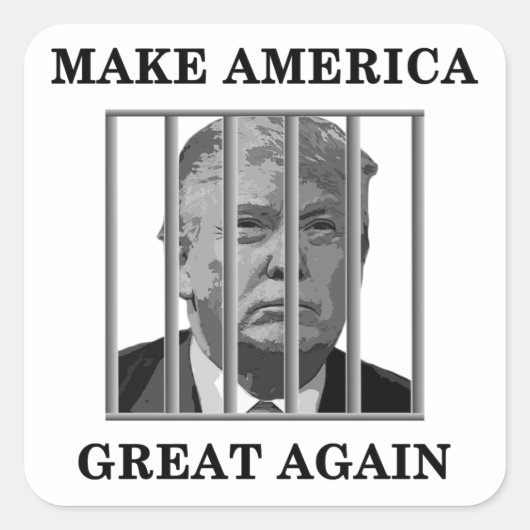 Trump Behind Bars Vierkante Sticker (Voorkant)