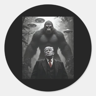 Trump Bigfoot Ufo Alien Ontmoeting Bezoek Complot Ronde Sticker