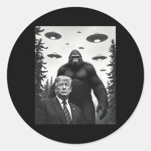 Trump Bigfoot Ufo Alien Ontmoeting Buitenaards Ronde Sticker