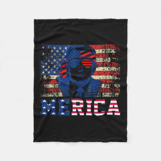 Trump blij op 4 juli Amerikaanse vlag Trump Fleece Deken