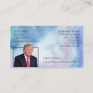 Trump Blue Waterverf 2 zijnaam Kaart Visitekaartje