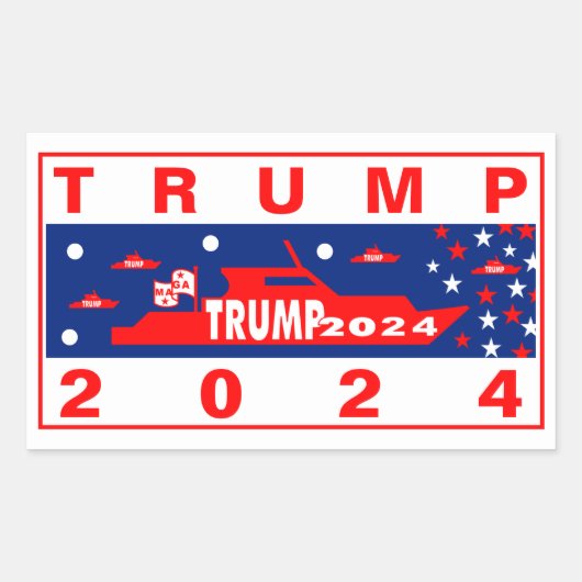 TRUMP BOATERS 2024 RECHTHOEKIGE STICKER (Voorkant)