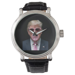 Trump Bubble Gum Roze Grappig USA President Horloge