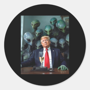 Trump Buitenaardse Wezens Kantoor Foto Uap Ufo Bui Ronde Sticker