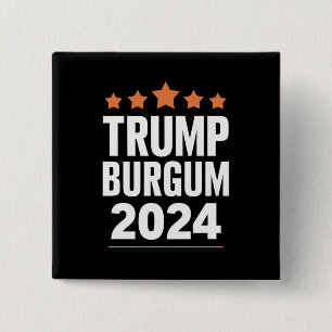 Trump Burgum voor President 2024 VS Verkiezingen Vierkante Button 5,1 Cm