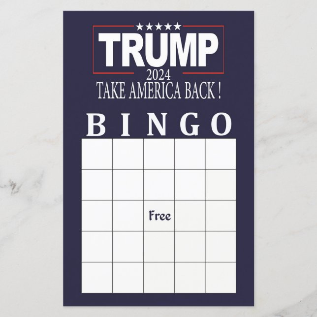 Trump carte de bingo, Donald Trump bingo de l'élec (Devant)