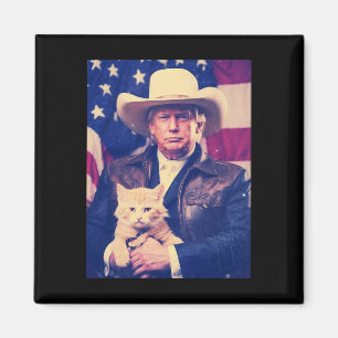 Trump Cat Shirt Funny Cowboy Donald Trump 2024 Ame Magneet