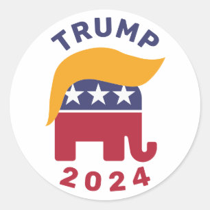 Trump cheveux 2024 élection Classic Round Stickers