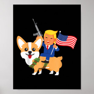 Trump Corgi Pistool Merica 2020 Verkiezing Donald Poster