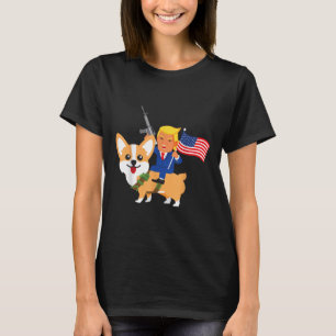 Trump Corgi Pistool Merica 2020 Verkiezing Donald  T-shirt