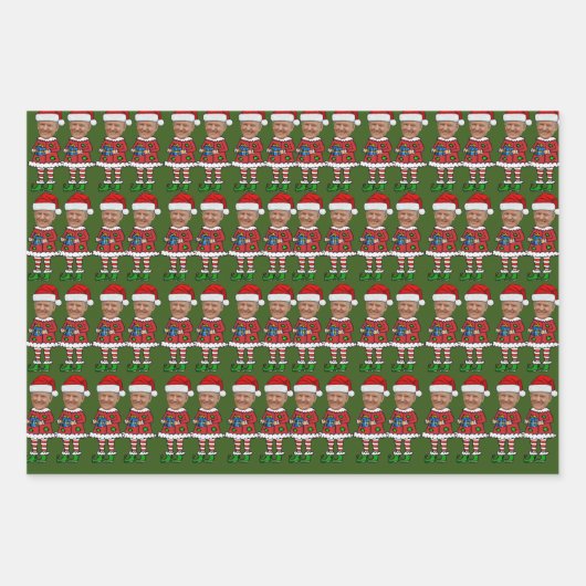 Trump Custom Gezicht foto Elf Kerstmis Grappige Tr Inpakpapier Vel (Voorkant 3)