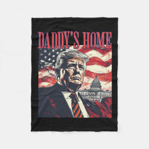 Trump Daddys Home Witte Huis Amerikaanse vlag Vin Fleece Deken
