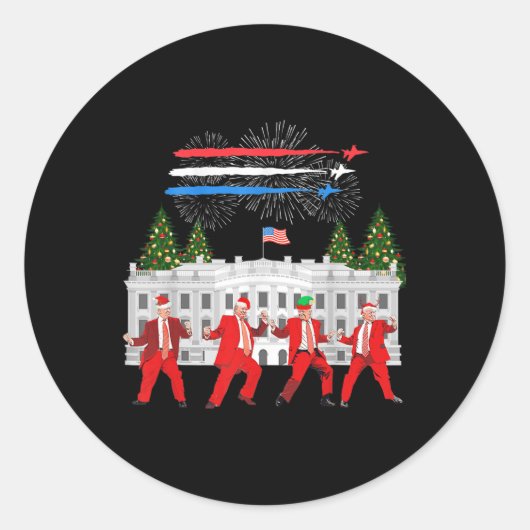 Trump Daddys Home Witte Huis Dans Maak Kerstmis Ge Ronde Sticker (Voorkant)