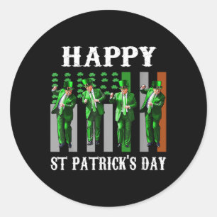 Trump Dance Happy St Patricks Day Lucky Shamrock I Ronde Sticker