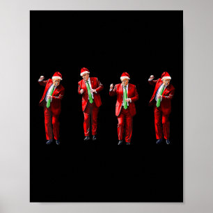 Trump Dance Kerstman Kerstmiskerstpyjama Hol Poster