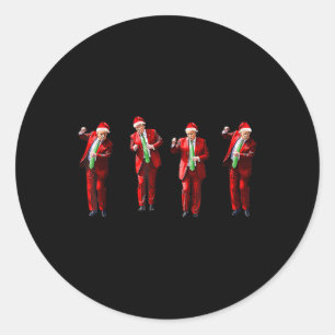 Trump Dance Kerstman Kerstmiskerstpyjama Hol Ronde Sticker