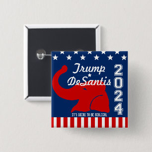 TRUMP DESANTIS 2024 BIBLICAL VIERKANTE BUTTON 5,1 CM