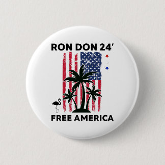 Trump Desantis Ron Don 24' Amerikaanse Vlag Flamin Ronde Button 5,7 Cm
