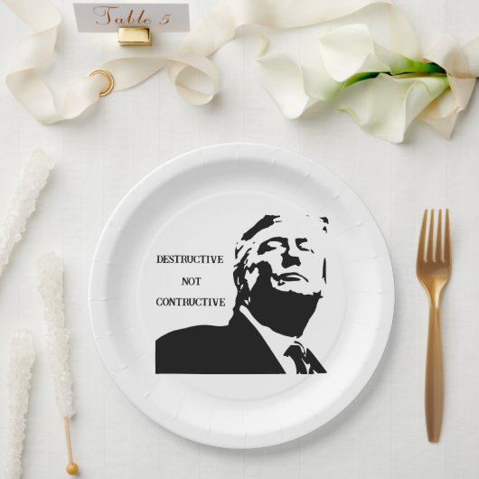 Trump/Destructive Not Constructive Paper Plate Papieren Bordje (Huwelijk)