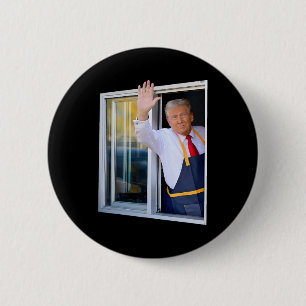 Trump die zwaait vanuit Drive Thru-venster Trump d Ronde Button 5,7 Cm