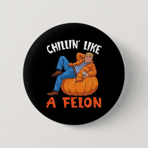 Trump drinkt koffie op pompoen chillen als een cri ronde button 5,7 cm