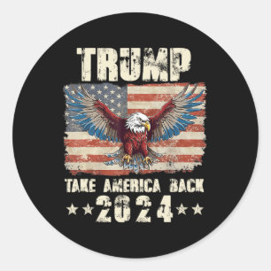 Trump Eagle USA President 2024 Neem Amerika terug Ronde Sticker