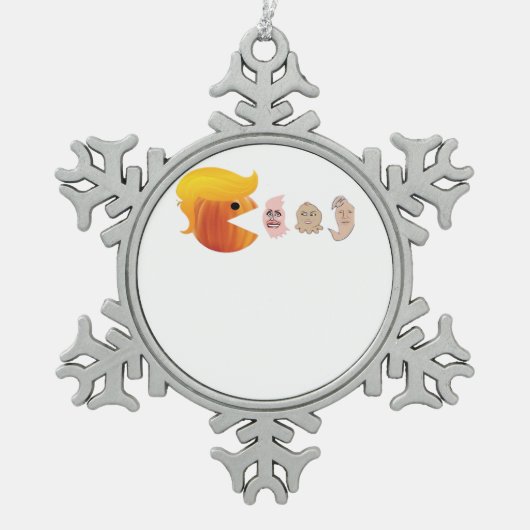 Trump eet Democraten Classic - Satirische hal Tin Sneeuwvlok Ornament (Voorkant)