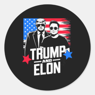 Trump en Elon 2024 Amerikaanse presidentsverkiezin Ronde Sticker