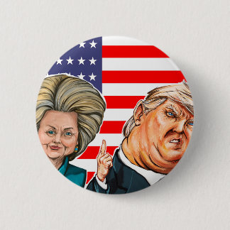 Trump en Hillary Caricature Ronde Button 5,7 Cm