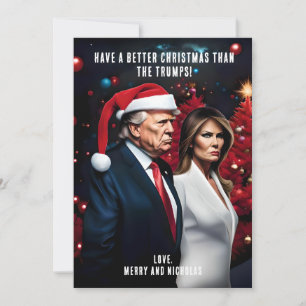 Trump en Melania Slecht Kerstfeest Feestdagenkaart