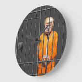 Trump en prison Acrylique Horloge murale, ronde (g (Angle)